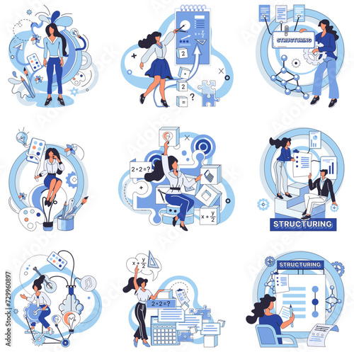 Process optimization vector illustration. Progress in business is achieved through continuous improvement operational methods The effectiveness strategy lies in successful optimization business