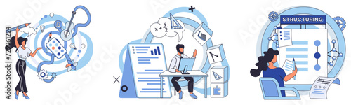 Process optimization vector illustration. Operating methods must be continually refined for sustained efficiency and effectiveness Effective management incorporates strategic planning for optimal