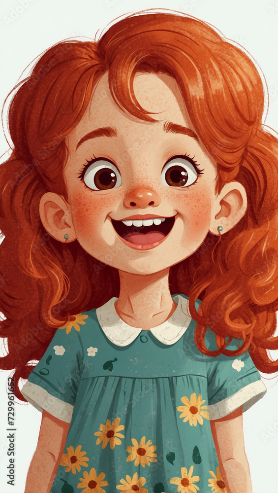 cheerful red-haired girl with freckles cheerful red-haired girl with freckles