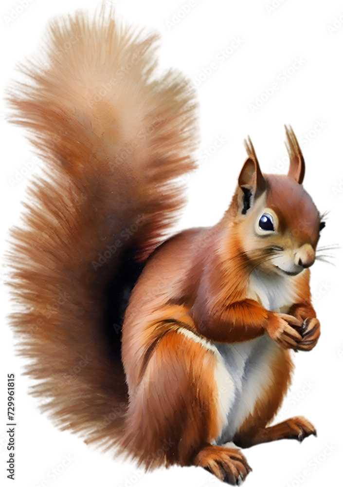 Obraz premium Red Squirrel. Close-up watercolor of Red Squirrel (Eurasian). 
