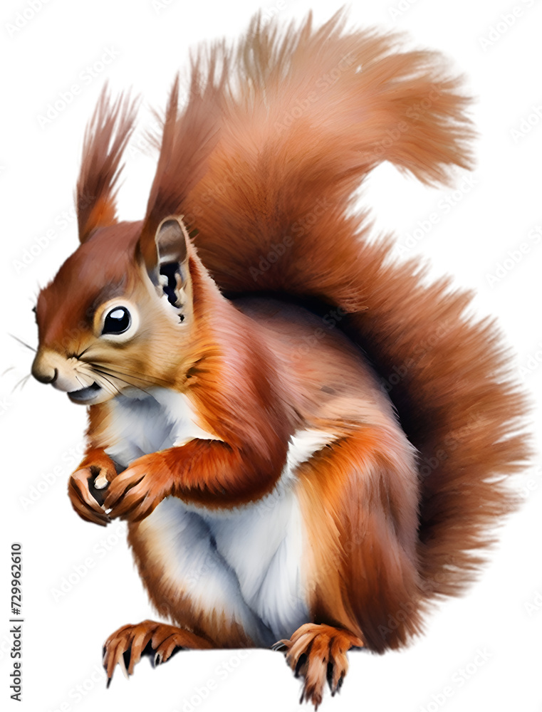 Obraz premium Red Squirrel. Close-up watercolor of Red Squirrel (Eurasian). 
