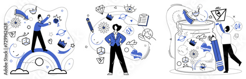 Business modeling vector illustration. Marketing is artists palette, coloring canvas business with vibrant hues modeling efforts The success project hinges on precise execution business models