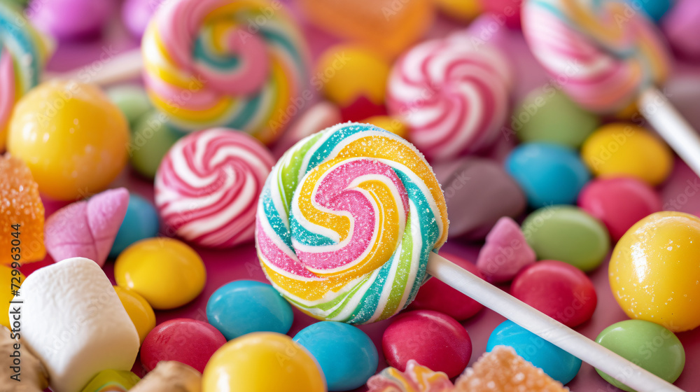 Colorful candies lollipops