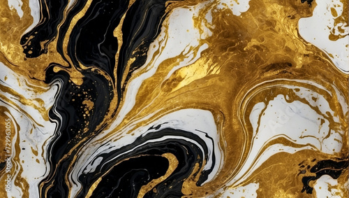 abstract background, spilled black, white and gold paint. photophone