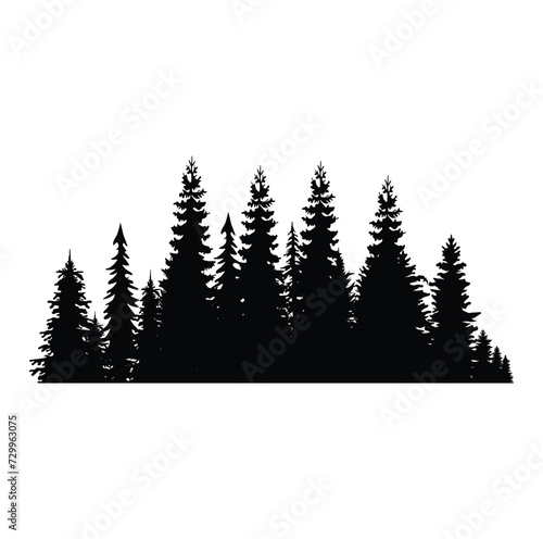 Pine tree silhouette vector illustration
