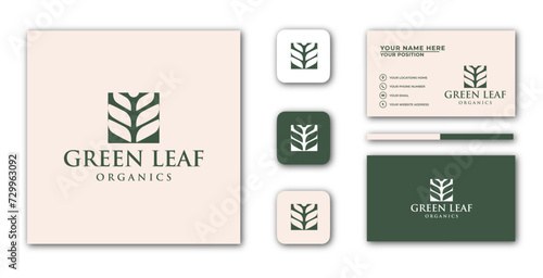 Design business cards and nature logos in a minimalist style. logo can be used for spa, beauty salon, decoration, boutique.