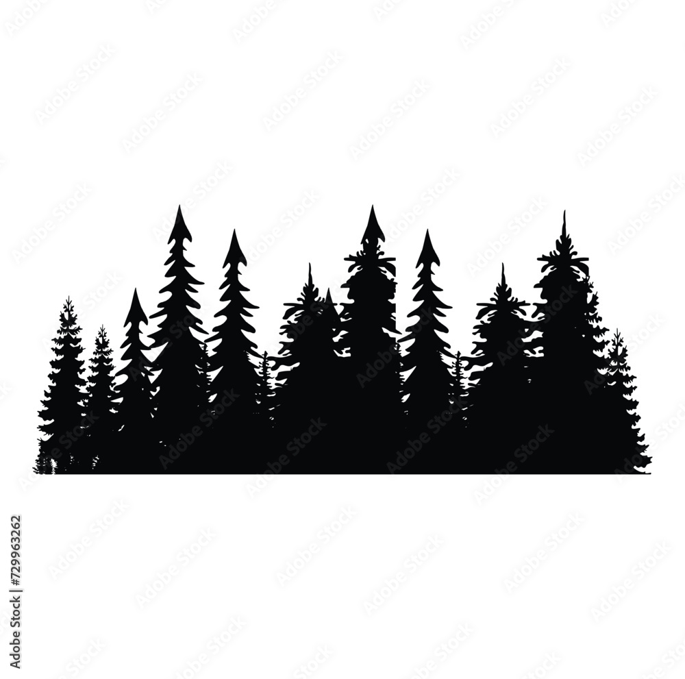 Obraz premium Pine tree silhouette vector illustration