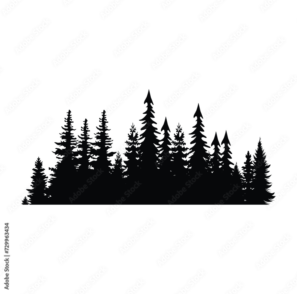 Obraz premium Pine tree silhouette vector illustration