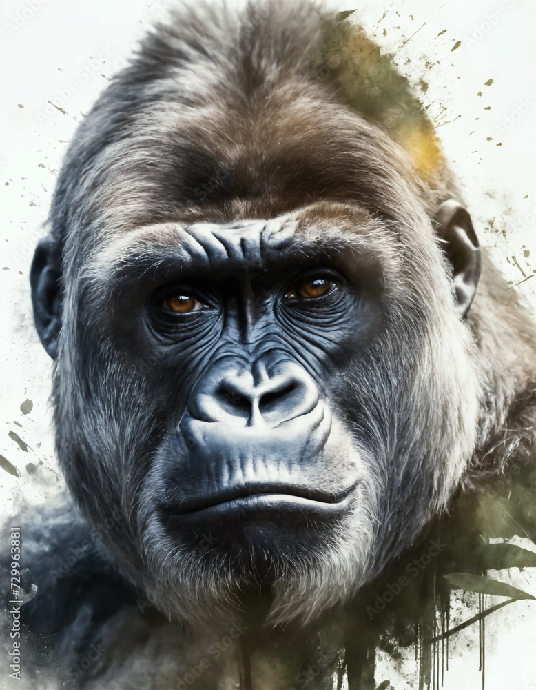 Fototapeta premium Portrait illustration of a gorilla.