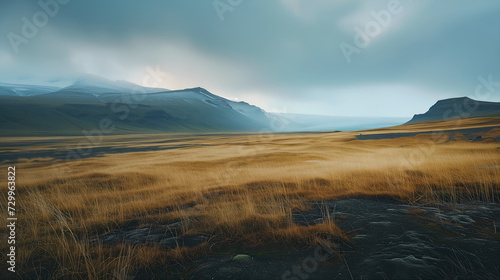 Amazing Iceland Landscape with fog