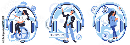 Support center vector illustration. In realm technology, support center acts as guiding light, providing professional aid Communication is key in our support center, ensuring smooth exchange