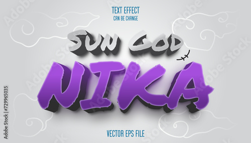 Text Effect Sun God Nika, can use for headline banner, instagram post etc