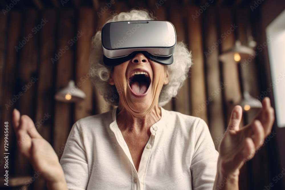 Joyful Senior Woman Experiencing Virtual Reality Joyful Senior Woman Experiencing Virtual Reality