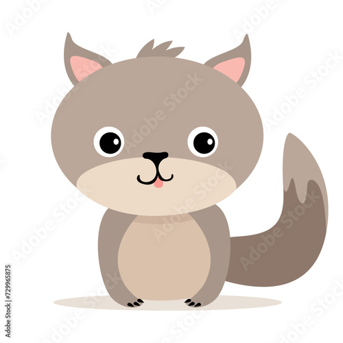 Flat illustration of a stylized cat. Cartoon little kitten  cute character for children. Vector illustration