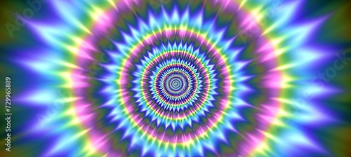 Vibrant spiraling optical illusion dynamic colors, sharp edges, square moire pattern