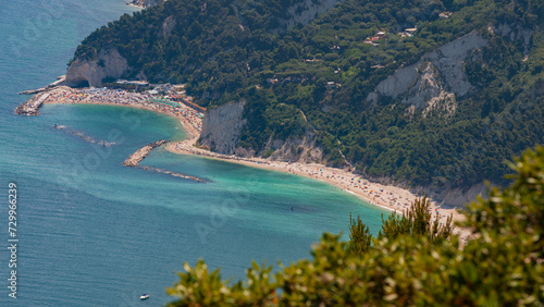 Conero Park, Ancona district, Marche, Italy, view of the beaches of Sirolo from Mount Conero