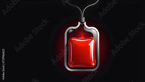 blood bag on a black background. with black copy space.