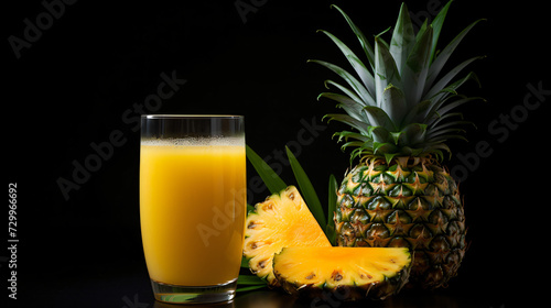 Glass of fresh pineapple juice