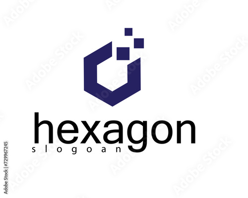 creative hexagon pixel logo design template