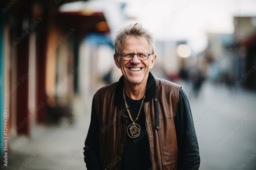 Portrait of a happy senior man smiling at the camera in the city Portrait of a happy senior man smiling at the camera in the city