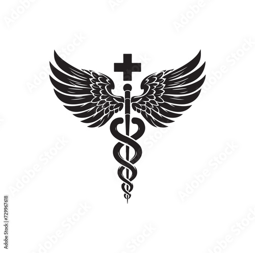 CADUCEUS SYMBOL VECTOR, MEDICAL AND HEALTH-RELATED ICON photo