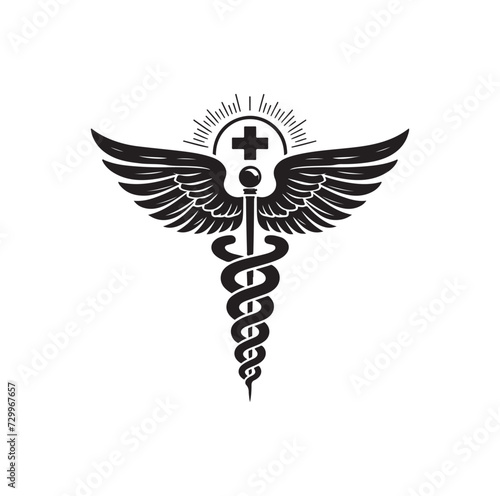CADUCEUS SYMBOL VECTOR, MEDICAL AND HEALTH-RELATED ICON
