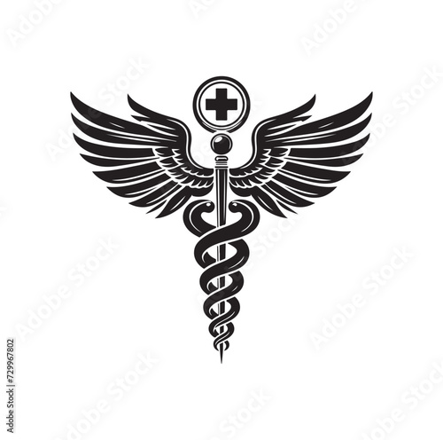CADUCEUS SYMBOL VECTOR, MEDICAL AND HEALTH-RELATED ICON