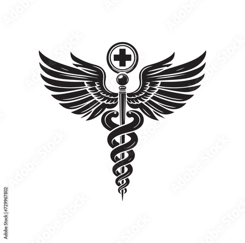 CADUCEUS SYMBOL VECTOR, MEDICAL AND HEALTH-RELATED ICON