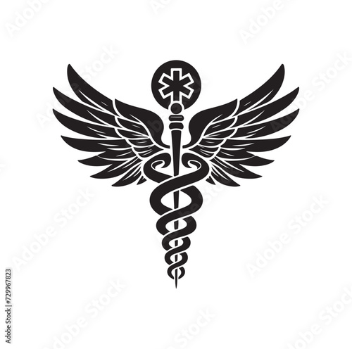 CADUCEUS SYMBOL VECTOR, MEDICAL AND HEALTH-RELATED ICON