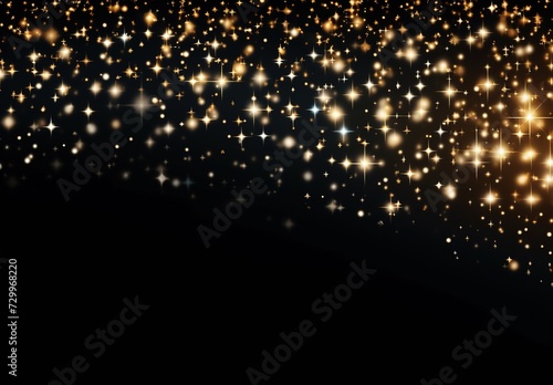Golden Stars Light Effect Glitter Sparkle Border. Flash Of Light Background