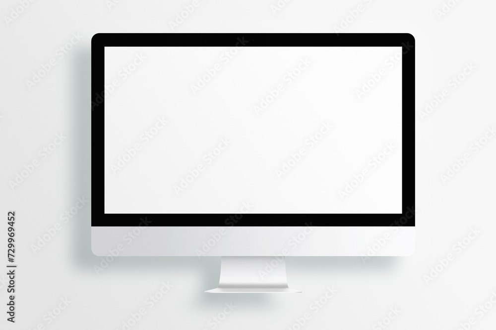 LCD monitor personal computer isolated template mono block. Blank screen mockup frame display to showcase website design project. LCD monitor personal computer isolated template mono block. Blank screen mockup frame display to showcase website design project.