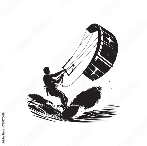 Vector kitesurfing vector illustration silhouette
