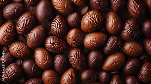 Easter eggs chocolate background. Product photography.