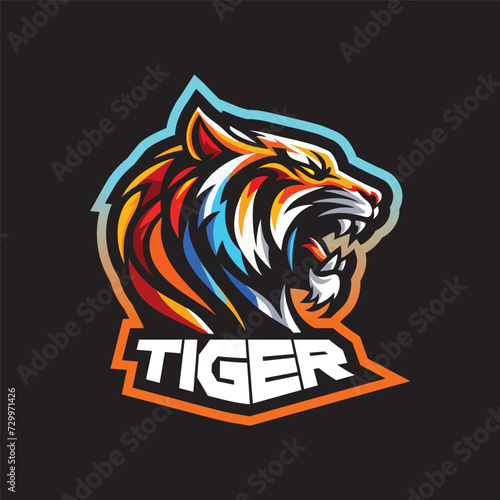 a tiger logo designed in an esports style