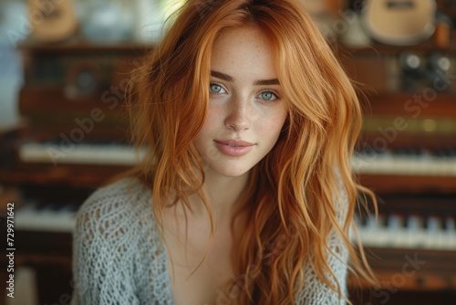 Red-Haired Woman with Ethereal Gaze