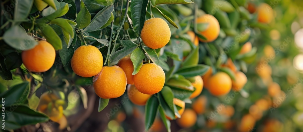 Hanging citrus fruit.