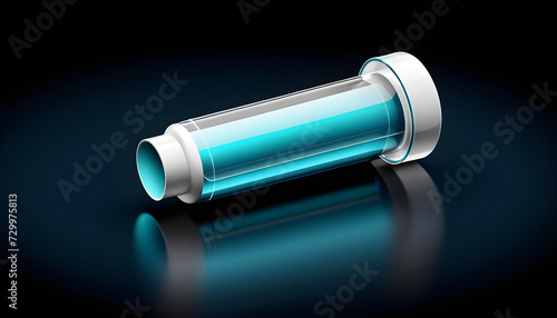 3d inhaler isolated on a black background. with black copy space
 photo