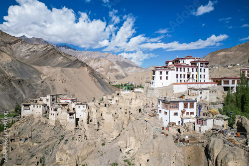 Lamayuru monastery, aerial view, Ladakh, Northern India, Himalayas, India