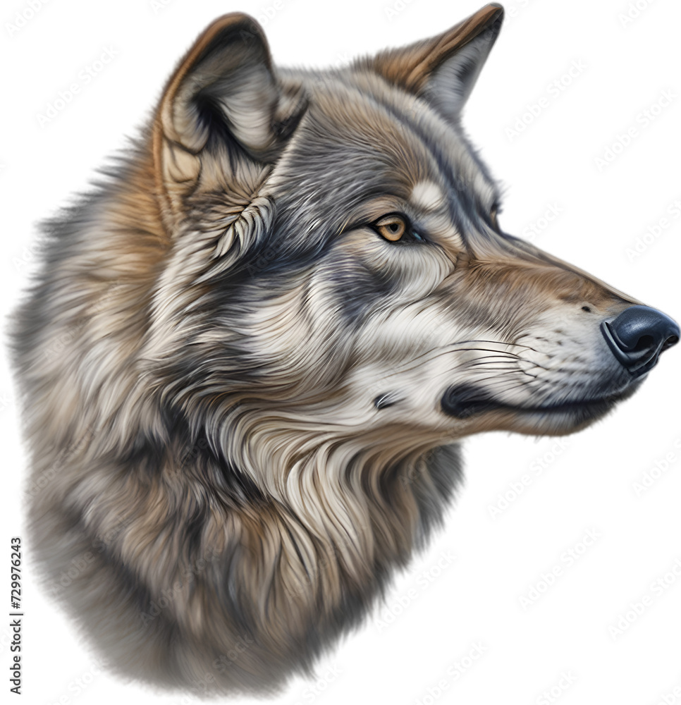 Fototapeta premium Gray Wolf, colored-pencil sketch of Gray Wolf.