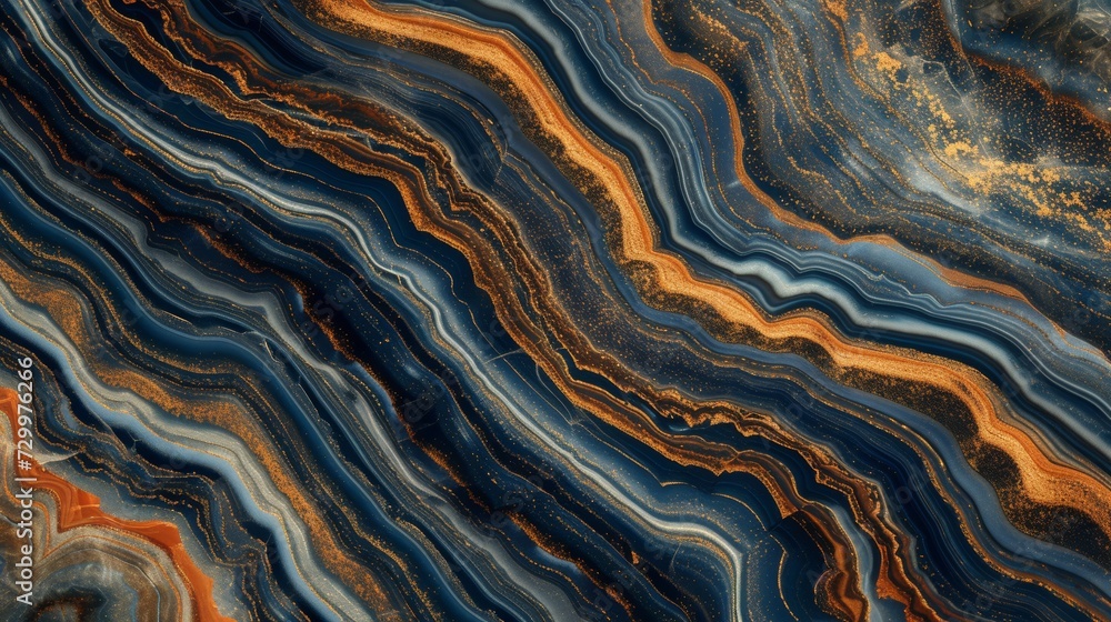 Marble ink abstract background with blue, orange, and gold paints in alcohol ink technique Marble ink abstract background with blue, orange, and gold paints in alcohol ink technique