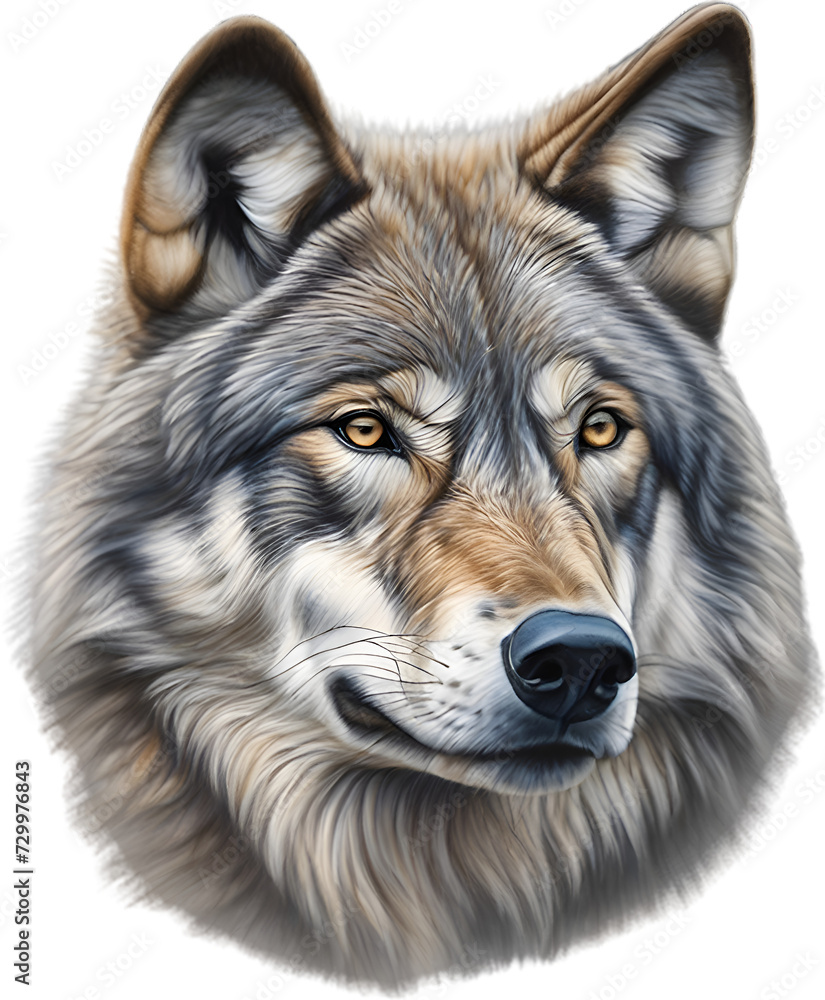 Obraz premium Gray Wolf, colored-pencil sketch of Gray Wolf.