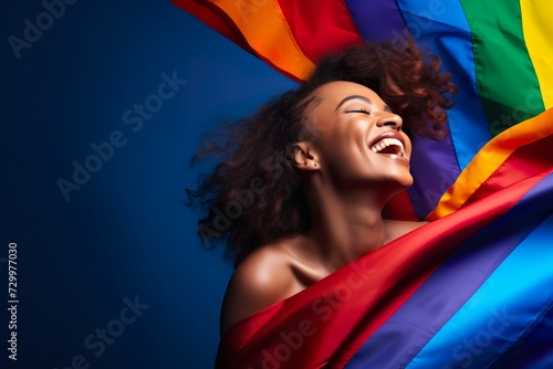 Portrait of woman with lgbt flag 