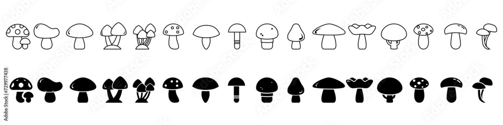 Mushroom vector icon set. fungus illustration sign collection. food symbol. Mushroom vector icon set. fungus illustration sign collection. food symbol.