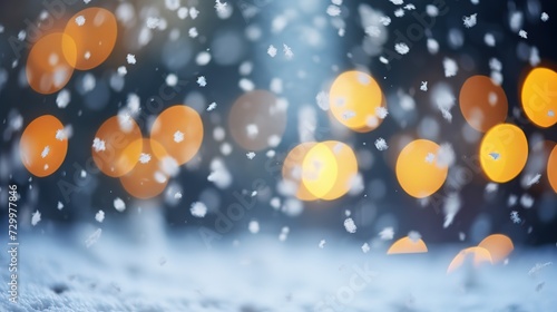 Christmas with golden blurred snowfall background for Christmas Eve.