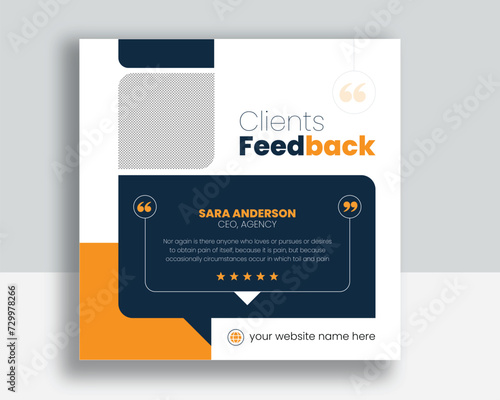 Customer feedback testimonial social media post web banner template	
