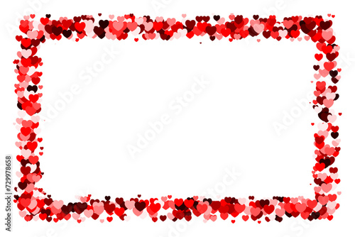 Red heart horizontal rectangle frame with space for text. Background for Valentine's Day or Weddings and Mother's Day
