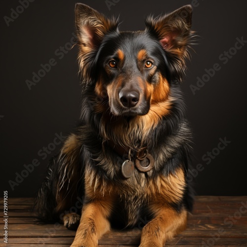 Portrait of a German Shepherd with an attentive gaze on a neutral background. Concept: veterinary clinics and articles about pets, educational materials about dogs, advertising of pet products