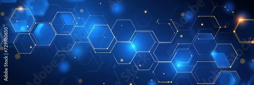 Energetic Blue and Yellow Hexagons  Geometric Abstract Background for Wallpaper  Texture  and Web Banner