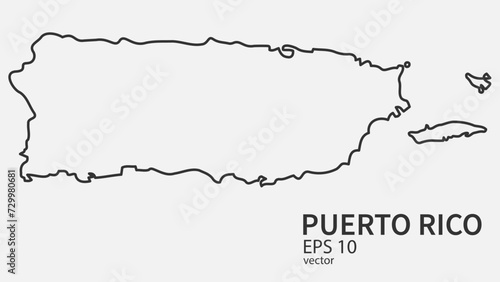 Vector line map of Puerto Rico. Vector design isolated on white background.	
