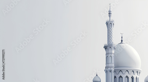mosque tower with white background